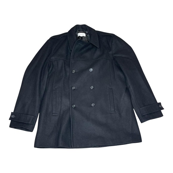 Calvin Klein Other - Calvin Klein Mens Black Wool Blend Double Breasted Pea Coat‎ Jacket Size L